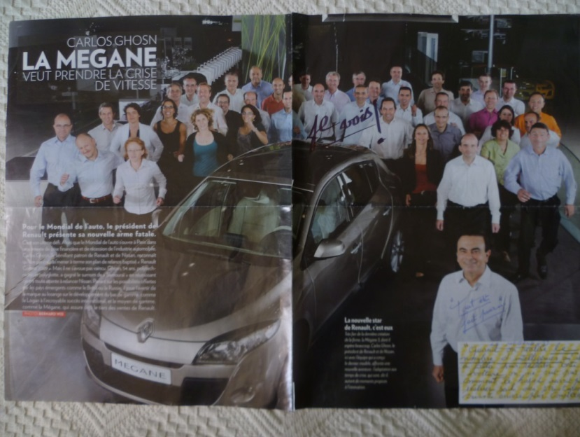 Paris Match du 2 au 8 octobre 2008 (ci-dessous), nous montrant la Mégane 3